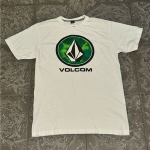 Volcom Men's White Short Sleeve Shirt Top Crew Neck Logo Medium MINT